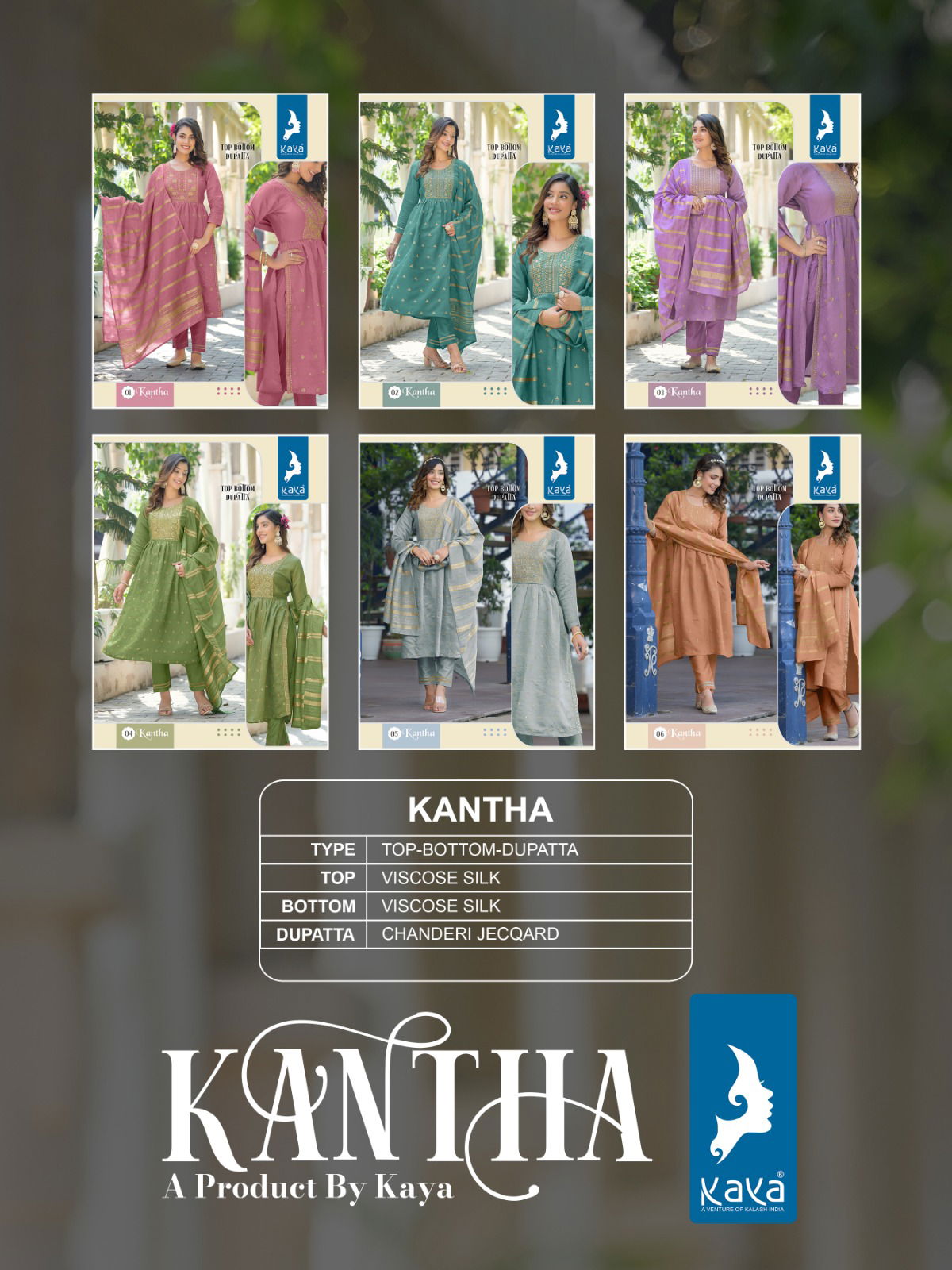 Kaya Kantha Viscose Silk Readymade Suits Catalog
